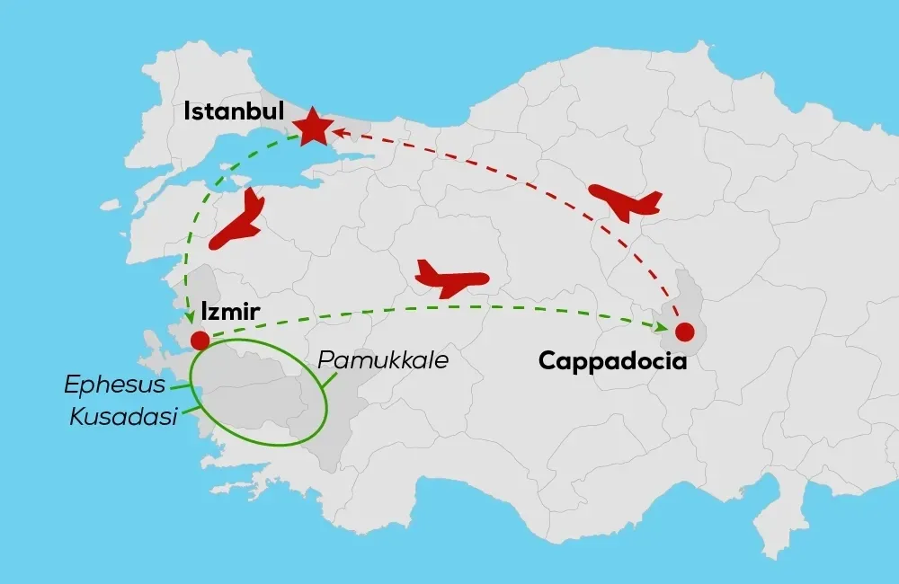 Route Map of 7-Day Turkey Tour